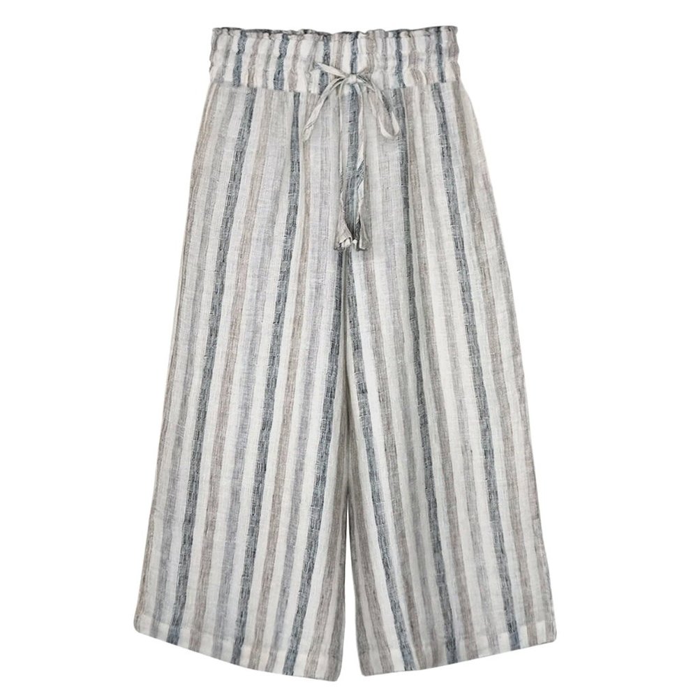 Sheer Stripe Crop Pant, Smoke